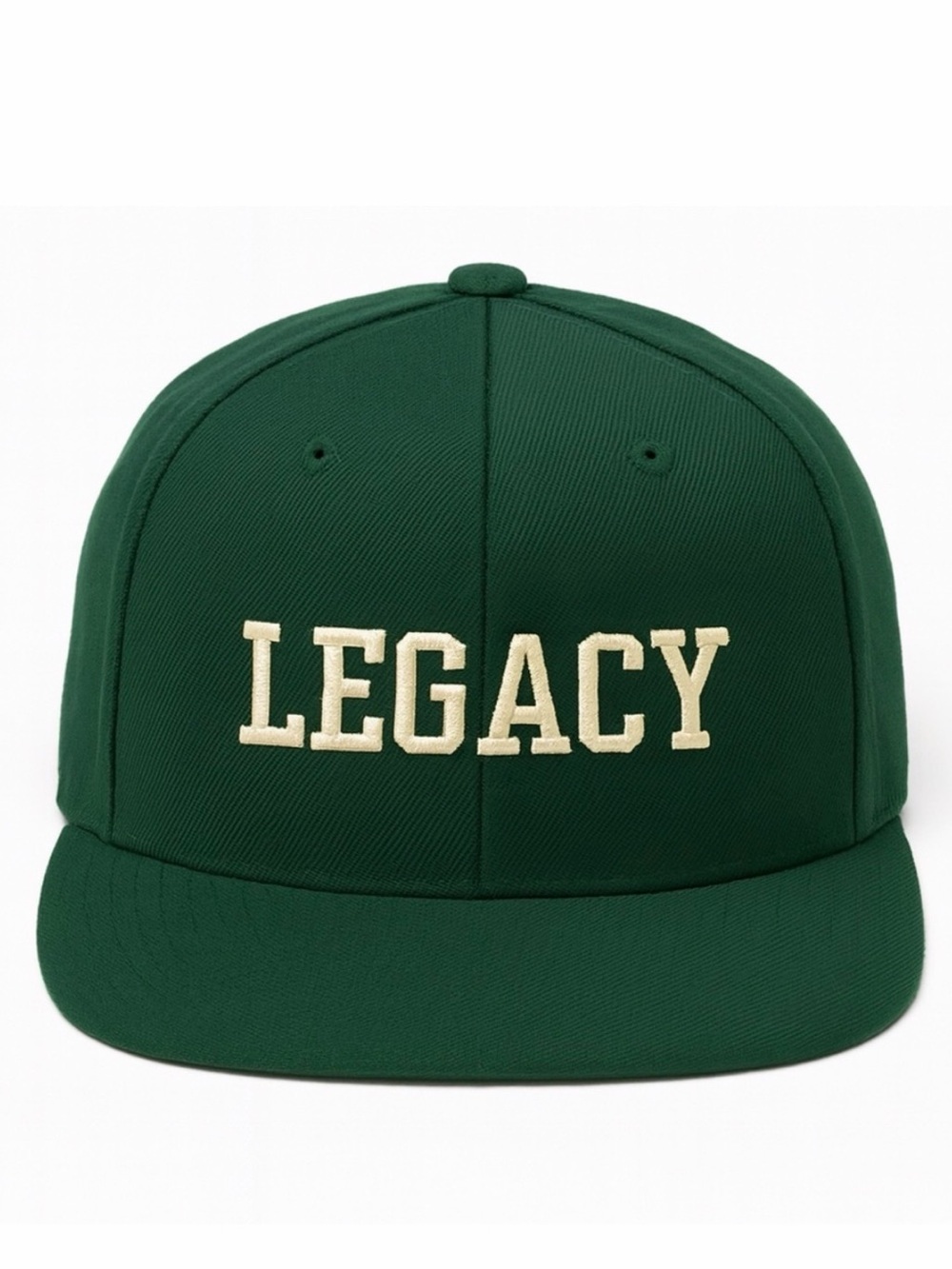 🌱 LEGACY—Snapback Hat Forest Green & Cream Embroidered Cap Unisex Adjustable